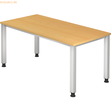 mcbuero.de Schreibtisch 4-Fuß eckig 160x80cm Buche/Silber mcbuero.de Schreibtisch 4-Fuß eckig 160x80cm Buche/Silber von mcbuero.de