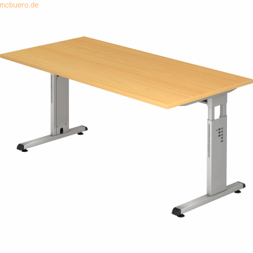 mcbuero.de Schreibtisch C-Fuß 160x80cm Buche/Silber mcbuero.de Schreibtisch C-Fuß 160x80cm Buche/Silber von mcbuero.de