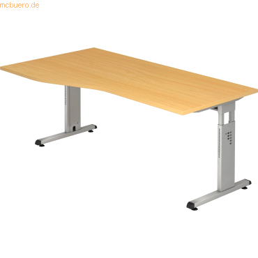 mcbuero.de Schreibtisch C-Fuß 180x100/80cm Buche/Silber mcbuero.de Schreibtisch C-Fuß 180x100/80cm Buche/Silber von mcbuero.de