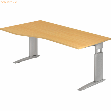 mcbuero.de Schreibtisch C-Fuß 180x100/80cm Buche/Silber von mcbuero.de