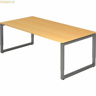 mcbuero.de Schreibtisch O-Fuß eckig 200x100cm Buche/Graphit von mcbuero.de