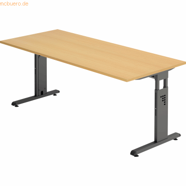mcbuero.de Schreibtisch VOS19/6/G C-Fuß 180x80cm buche/graphit von mcbuero.de