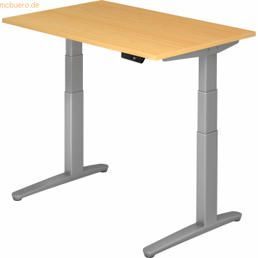 mcbuero.de Sitz-Steh-Schreibtisch elektrisch 120x80cm Buche/Silber von mcbuero.de