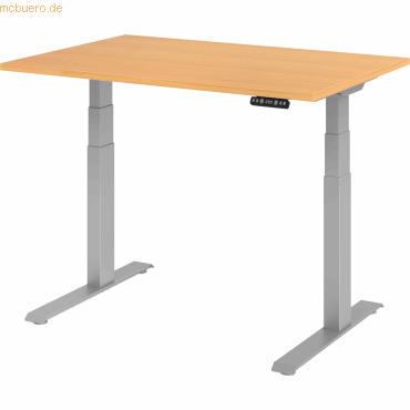 mcbuero.de Sitz-Steh-Schreibtisch elektrisch 120x80cm Buche/Silber mcbuero.de Sitz-Steh-Schreibtisch elektrisch 120x80cm Buche/Silber von mcbuero.de