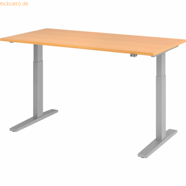 mcbuero.de Sitz-Steh-Schreibtisch elektrisch 160x80cm Buche/Silber mcbuero.de Sitz-Steh-Schreibtisch elektrisch 160x80cm Buche/Silber von mcbuero.de