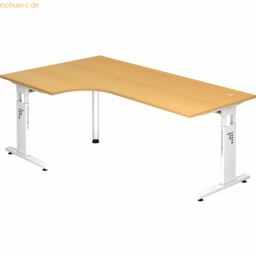 mcbuero.de Winkeltisch C-Fuß 200x120cm 90 Grad Buche/Weiß von mcbuero.de