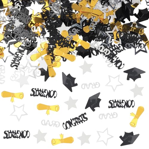 30 g schwarz-goldenes Konfetti, Graduierten-Dekorationen, metallisches Konfetti, Abschlussfeier, Party-Tischdekoration, Congrats Grad mit schwarz-silbernem Doktorhut für Mädchen, Jungen 30 g schwarz-goldenes Konfetti, Graduierten-Dekorationen, metallisches Konfetti, Abschlussfeier, Party-Tischdekoration, Congrats Grad mit schwarz-silbernem Doktorhut für Mädchen, Jungen von mciskin
