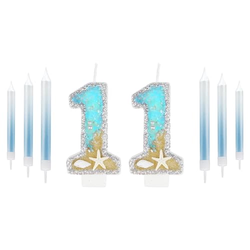 Blau 11th Geburtstag Kerzen,Blau Gold Nummer 11 für Kuchen, Mädchen Jungen 11th Geburtstag Dekorationen, Silbermuschel Pailletten Geburtstagskerzen, Meerjungfrau Themed Geburtstag Dekorationen Blau 11th Geburtstag Kerzen,Blau Gold Nummer 11 für Kuchen, Mädchen Jungen 11th Geburtstag Dekorationen, Silbermuschel Pailletten Geburtstagskerzen, Meerjungfrau Themed Geburtstag Dekorationen von mciskin