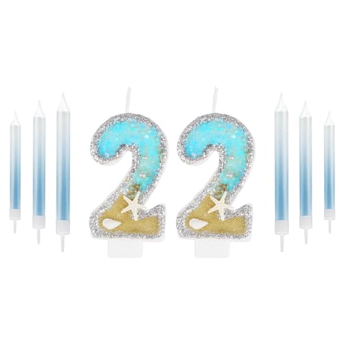 Blau 22th Geburtstag Kerzen,Blau Gold Nummer 22 für Kuchen, Mädchen Jungen 22th Geburtstag Dekorationen, Silbermuschel Pailletten Geburtstagskerzen, Meerjungfrau Themed Geburtstag Dekorationen Blau 22th Geburtstag Kerzen,Blau Gold Nummer 22 für Kuchen, Mädchen Jungen 22th Geburtstag Dekorationen, Silbermuschel Pailletten Geburtstagskerzen, Meerjungfrau Themed Geburtstag Dekorationen von mciskin