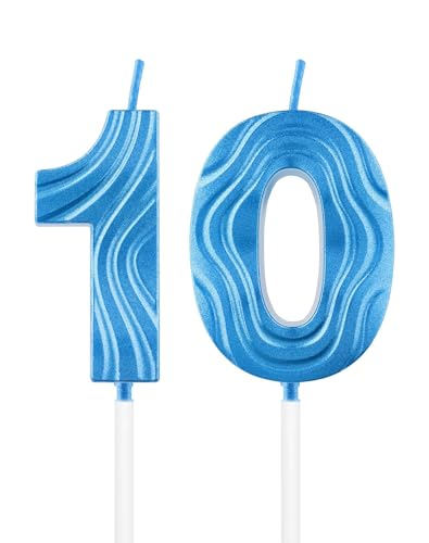 Blaue Kerze mit der Zahl 10, saphirblaue Kerze zum 10. Geburtstag, Kuchenkerzen, Dekorationen für Abschlussfeier, Geburtstag, Jahrestag, Feier, Topper Supplies Blaue Kerze mit der Zahl 10, saphirblaue Kerze zum 10. Geburtstag, Kuchenkerzen, Dekorationen für Abschlussfeier, Geburtstag, Jahrestag, Feier, Topper Supplies von mciskin