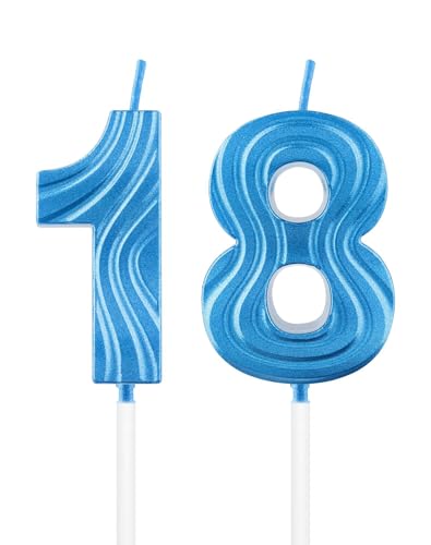 Blaue Kerze mit der Zahl 18, saphirblaue Kerze zum 18. Geburtstag, Kuchenkerzen, Dekorationen für Abschlussfeier, Geburtstag, Jahrestag, Feier, Topper Supplies Blaue Kerze mit der Zahl 18, saphirblaue Kerze zum 18. Geburtstag, Kuchenkerzen, Dekorationen für Abschlussfeier, Geburtstag, Jahrestag, Feier, Topper Supplies von mciskin