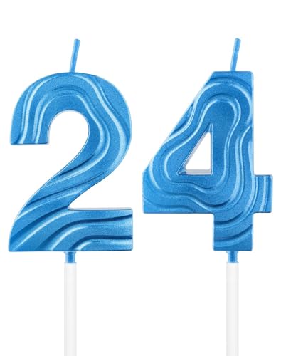 Blaue Kerze mit der Zahl 24, saphirblaue Kerze zum 24. Geburtstag, Kuchenkerzen, Dekorationen für Abschlussfeier, Geburtstag, Jahrestag, Feier, Topper Supplies Blaue Kerze mit der Zahl 24, saphirblaue Kerze zum 24. Geburtstag, Kuchenkerzen, Dekorationen für Abschlussfeier, Geburtstag, Jahrestag, Feier, Topper Supplies von mciskin
