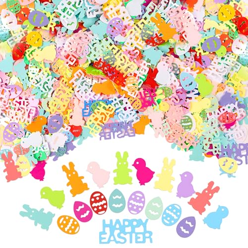 Buntes Konfetti, Osterdekoration, metallische Happy Easter Party-Tischdekoration, Ei, Kaninchen, Huhn, Konfetti für Mottopartys, 30 g Buntes Konfetti, Osterdekoration, metallische Happy Easter Party-Tischdekoration, Ei, Kaninchen, Huhn, Konfetti für Mottopartys, 30 g von mciskin