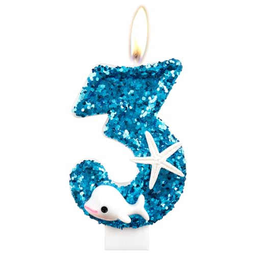 Delfin-Geburtstagskerzen, Glitzer, 3 Geburtstag, Zahlenkerze für Mädchen, blaue Zahl 3 Kerzen, Delfin-Kuchenkerzen, Kuchendekoration für Jungen und Mädchen, Delfin-Thema, Geburtstagsdekorationen, Delfin-Geburtstagskerzen, Glitzer, 3 Geburtstag, Zahlenkerze für Mädchen, blaue Zahl 3 Kerzen, Delfin-Kuchenkerzen, Kuchendekoration für Jungen und Mädchen, Delfin-Thema, Geburtstagsdekorationen, von mciskin
