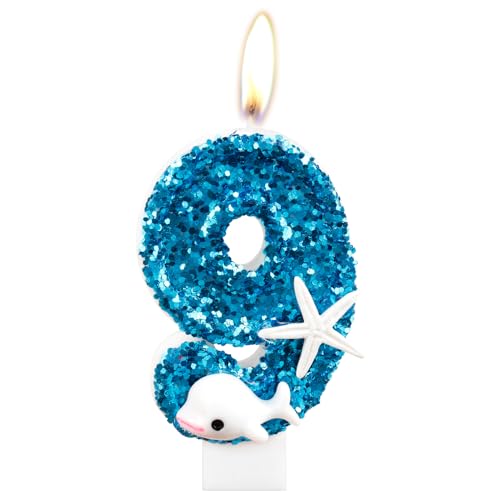 Delfin-Geburtstagskerzen, Glitzer, 9 Geburtstag, Zahlenkerze für Mädchen, blaue Zahl 9 Kerzen, Delfin-Kuchenkerzen, Kuchendekoration für Jungen und Mädchen, Delfin-Thema, Geburtstagsdekorationen, Delfin-Geburtstagskerzen, Glitzer, 9 Geburtstag, Zahlenkerze für Mädchen, blaue Zahl 9 Kerzen, Delfin-Kuchenkerzen, Kuchendekoration für Jungen und Mädchen, Delfin-Thema, Geburtstagsdekorationen, von mciskin