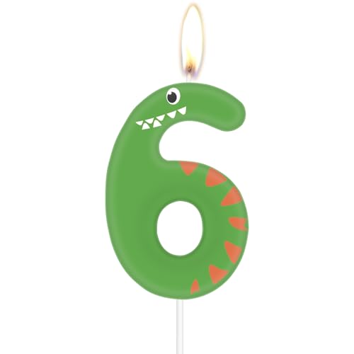 Dinosaurier-Zahlen-Geburtstagskerzen, Dschungel-Party, Happy Birthday, Dekoration, Kuchen-Nummer 6, Cupcake-Topper für Jungen, Mädchen, Kinder, Dinosaurier-Waldthema, 6. Geburtstag, Party-Dekorationen Dinosaurier-Zahlen-Geburtstagskerzen, Dschungel-Party, Happy Birthday, Dekoration, Kuchen-Nummer 6, Cupcake-Topper für Jungen, Mädchen, Kinder, Dinosaurier-Waldthema, 6. Geburtstag, Party-Dekorationen von mciskin