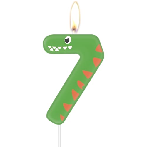 Dinosaurier-Zahlen-Geburtstagskerzen, Dschungel-Party, Happy Birthday, Dekoration, Kuchen-Nummer 7, Cupcake-Topper für Jungen, Mädchen, Kinder, Dinosaurier-Waldthema, 7. Geburtstag, Party-Dekorationen Dinosaurier-Zahlen-Geburtstagskerzen, Dschungel-Party, Happy Birthday, Dekoration, Kuchen-Nummer 7, Cupcake-Topper für Jungen, Mädchen, Kinder, Dinosaurier-Waldthema, 7. Geburtstag, Party-Dekorationen von mciskin