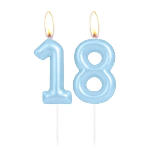 Funkelnde hellblaue Zahlenkerze zum 18. Geburtstag, Perlblau, Zahl 18, Kuchenkerze, Geburtstagskuchenaufsatz, Cupcake-Dekoration, Mädchen, Jungen, Hochzeitstag Funkelnde hellblaue Zahlenkerze zum 18. Geburtstag, Perlblau, Zahl 18, Kuchenkerze, Geburtstagskuchenaufsatz, Cupcake-Dekoration, Mädchen, Jungen, Hochzeitstag von mciskin
