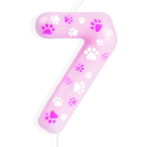 Geburtstagskerzen mit Aufschrift "Pink Dog Paw Number 7, Pink Dog Paw Print Themed Birthday Candles, Pink Birthday Numeral 7 Candles Cake Topper for Boy Girl 7th Birthday Decoration Pink Dog Paw Pet Geburtstagskerzen mit Aufschrift "Pink Dog Paw Number 7, Pink Dog Paw Print Themed Birthday Candles, Pink Birthday Numeral 7 Candles Cake Topper for Boy Girl 7th Birthday Decoration Pink Dog Paw Pet von mciskin