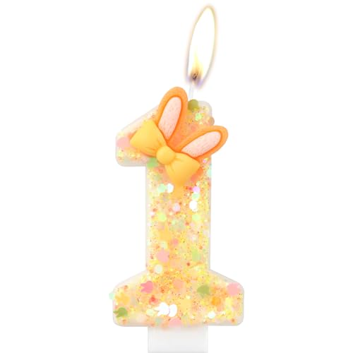 Kaninchen Nummer 1 Kerzen, Mädchen 1st Geburtstagskerzen, Bunny Kerzen für Kuchen, Bunny themed Geburtstagstorte Dekor, Orange Geburtstagskerze Kuchen Topper für Jungen Mädchen Geburtstagsparty Dekor Kaninchen Nummer 1 Kerzen, Mädchen 1st Geburtstagskerzen, Bunny Kerzen für Kuchen, Bunny themed Geburtstagstorte Dekor, Orange Geburtstagskerze Kuchen Topper für Jungen Mädchen Geburtstagsparty Dekor von mciskin