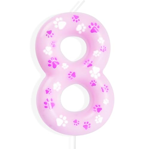 Geburtstagskerzen mit Hundepfotenabdruckmotiv, rosa 8th Geburtstagskerzen, rosa Hundepfotenabdruck Zahl 8 Kerzen, Kuchenaufsatz für Jungen Mädchen,8th Geburtstag Dekoration, Haustier-Partyzubehör Geburtstagskerzen mit Hundepfotenabdruckmotiv, rosa 8th Geburtstagskerzen, rosa Hundepfotenabdruck Zahl 8 Kerzen, Kuchenaufsatz für Jungen Mädchen,8th Geburtstag Dekoration, Haustier-Partyzubehör von mciskin