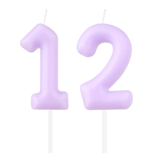 mciskin Macaron-Zahlen-Geburtstagskerzen, pastellviolett, 12. Geburtstag, Macaron-Violett, Zahl 12, Kuchendekoration für Mädchen und Jungen, Dekoration zum 12. Geburtstag mciskin Macaron-Zahlen-Geburtstagskerzen, pastellviolett, 12. Geburtstag, Macaron-Violett, Zahl 12, Kuchendekoration für Mädchen und Jungen, Dekoration zum 12. Geburtstag von mciskin