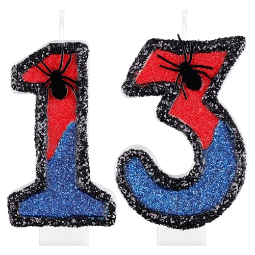 Geburtstagskerzen mit der Zahl 13, Spider Thema, Geburtstagskerzen für Kuchen, Cupcakes, Kerzen für Kinder, Jungen, Mann, Party-Dekorationen Geburtstagskerzen mit der Zahl 13, Spider Thema, Geburtstagskerzen für Kuchen, Cupcakes, Kerzen für Kinder, Jungen, Mann, Party-Dekorationen von mciskin