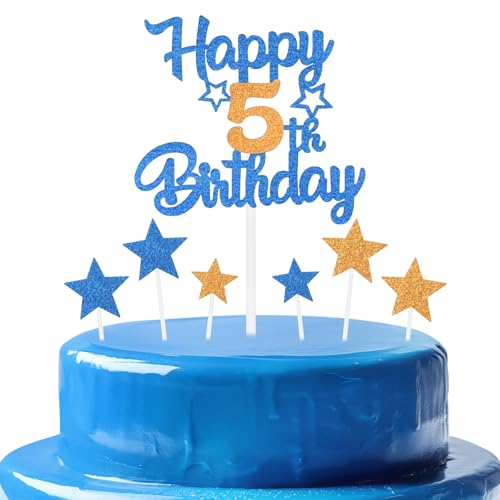 Geburtstagskuchenaufsatz, Cartoon-Thema, Kinderparty, Nummer 5, Kuchendekoration, doppelseitig, glänzend, für Jungen und Mädchen, Geburtstagsdekoration, Orange / Blau Geburtstagskuchenaufsatz, Cartoon-Thema, Kinderparty, Nummer 5, Kuchendekoration, doppelseitig, glänzend, für Jungen und Mädchen, Geburtstagsdekoration, Orange / Blau von mciskin
