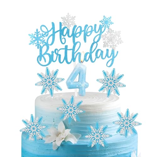 Gefrorene 4 Geburtstagskerzen Kuchen Toppers Set, Schneeflocke Gefrorene Geburtstagsnummer 4 Kerzen für Kuchen, Gefrorene Kuchen Dekorationen für Mädchen Jungen 4th Geburtstag Dekorationen Gefrorene 4 Geburtstagskerzen Kuchen Toppers Set, Schneeflocke Gefrorene Geburtstagsnummer 4 Kerzen für Kuchen, Gefrorene Kuchen Dekorationen für Mädchen Jungen 4th Geburtstag Dekorationen von mciskin