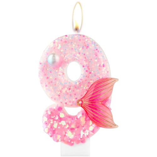 Glitter Geburtstags Nummer Kerze, Rosa 9th Geburtstagskerzen mit Meerjungfrau Schwanz, Rosa Zahl 9 Kerze für Kuchen, Jungen Mädchen 9th Geburtstag Dekorationen, Meerjungfrau Thema Geburtstag Party Glitter Geburtstags Nummer Kerze, Rosa 9th Geburtstagskerzen mit Meerjungfrau Schwanz, Rosa Zahl 9 Kerze für Kuchen, Jungen Mädchen 9th Geburtstag Dekorationen, Meerjungfrau Thema Geburtstag Party von mciskin