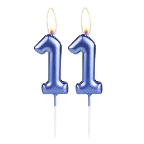 Glitzernde dunkelblaue Zahlenkerze zum 11. Geburtstag, Perlblau, Zahl 11, Kuchenkerze, Geburtstagskuchenaufsatz, Cupcake-Dekoration, Mädchen, Jungen, Hochzeitstag von mciskin