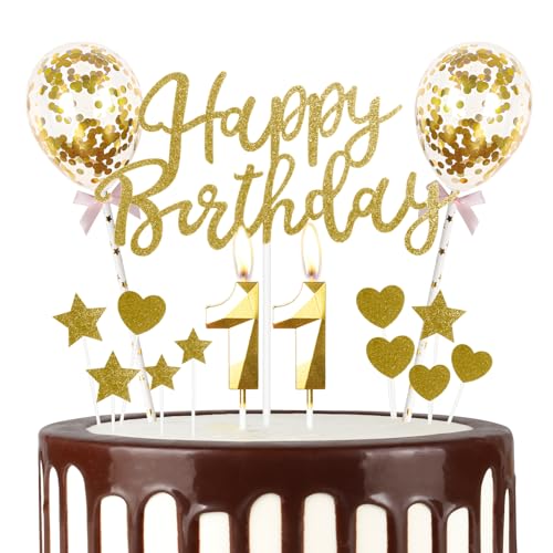 Gold 11th Geburtstag Kerze, Gold Alles Gute zum Geburtstag Kuchen Topper, Gold Ballons, Gold Zahl 11 Kerzen für Kuchen,Gold Kerzen Kuchen Topper für Mädchen Jungen Frauen Geburtstag Party Dekor Gold 11th Geburtstag Kerze, Gold Alles Gute zum Geburtstag Kuchen Topper, Gold Ballons, Gold Zahl 11 Kerzen für Kuchen,Gold Kerzen Kuchen Topper für Mädchen Jungen Frauen Geburtstag Party Dekor von mciskin