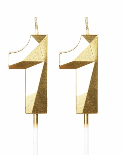 Gold Kerzen zum 11th Geburtstag, 3D Gold Zahl 11 Kerze für Kuchen, Junge Mädchen 11th Geburtstag Dekorationen, Gold Kuchendekorationen, Gold Kerze Kuchen für Geburtstagsfeier Hochzeitstag Gold Kerzen zum 11th Geburtstag, 3D Gold Zahl 11 Kerze für Kuchen, Junge Mädchen 11th Geburtstag Dekorationen, Gold Kuchendekorationen, Gold Kerze Kuchen für Geburtstagsfeier Hochzeitstag von mciskin