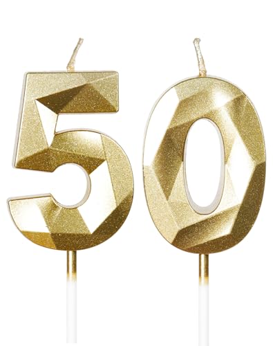 Gold Kerzen zum 50th Geburtstag, 3D Gold Zahl 50 Kerze für Kuchen, Frauen Männer 50th Geburtstag Dekorationen, Gold Kuchendekorationen, Gold Kerze Kuchen für Geburtstagsfeier Hochzeitstag Gold Kerzen zum 50th Geburtstag, 3D Gold Zahl 50 Kerze für Kuchen, Frauen Männer 50th Geburtstag Dekorationen, Gold Kuchendekorationen, Gold Kerze Kuchen für Geburtstagsfeier Hochzeitstag von mciskin