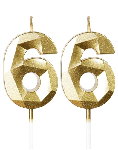 Gold Kerzen zum 66th Geburtstag, 3D Gold Zahl 66 Kerze für Kuchen, Frauen Männer 66th Geburtstag Dekorationen, Gold Kuchendekorationen, Gold Kerze Kuchen für Geburtstagsfeier Hochzeitstag Gold Kerzen zum 66th Geburtstag, 3D Gold Zahl 66 Kerze für Kuchen, Frauen Männer 66th Geburtstag Dekorationen, Gold Kuchendekorationen, Gold Kerze Kuchen für Geburtstagsfeier Hochzeitstag von mciskin