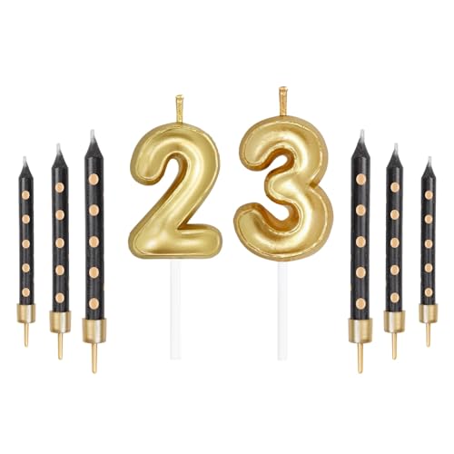 Schwarz Gold 23th Geburtstag Kerzen, Gold Zahl 23 Kerzen für Kuchen, Mädchen Jungen 23th Geburtstag Dekorationen, Schwarze Kerzen, Black Gold Kerzen Kuchen Topper für Geburtstag Party Dekor Hochzeit Schwarz Gold 23th Geburtstag Kerzen, Gold Zahl 23 Kerzen für Kuchen, Mädchen Jungen 23th Geburtstag Dekorationen, Schwarze Kerzen, Black Gold Kerzen Kuchen Topper für Geburtstag Party Dekor Hochzeit von mciskin