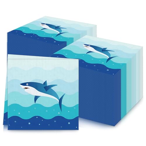 Hai-Party-Servietten, Hai-Papierservietten, Dinner-Servietten, weiche Party-Papierservietten, Geschirr für Mädchen, Jungen, Geburtstagsparty-Dekorationen, Ozeanhai-Themenparty, Babypartys, 20 Stück Hai-Party-Servietten, Hai-Papierservietten, Dinner-Servietten, weiche Party-Papierservietten, Geschirr für Mädchen, Jungen, Geburtstagsparty-Dekorationen, Ozeanhai-Themenparty, Babypartys, 20 Stück von mciskin