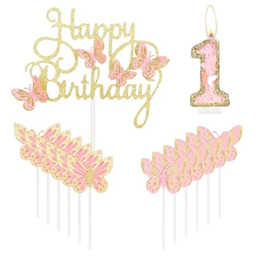 Happy 1st Birthday Schmetterling Kerzen Kuchen Cupcake Topper Rosa Gold Nummer 1 Kerze für Kuchen Mädchen 1. Geburtstag Kuchen Dekorationen Rosa Schmetterling 1. Geburtstag Kuchen Topper Happy 1st Birthday Schmetterling Kerzen Kuchen Cupcake Topper Rosa Gold Nummer 1 Kerze für Kuchen Mädchen 1. Geburtstag Kuchen Dekorationen Rosa Schmetterling 1. Geburtstag Kuchen Topper von mciskin