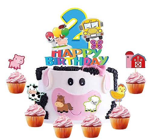 Happy 2-jährige Geburtstagskuchen für Jungen und Mädchen zweiter Bauernhof Tierkuchen zweiter Bauernhof Geburtstagskuchen zweiter Geburtstagskuchen Dekoration (2nd Birthday) von mciskin