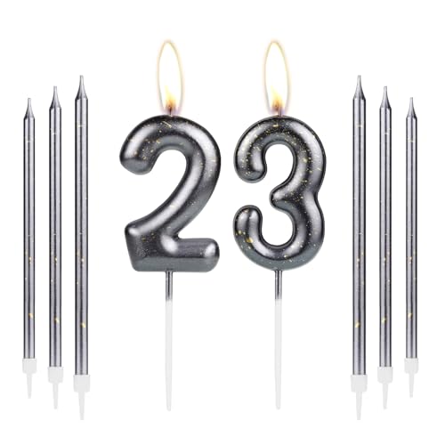 Happy 23th Birthday Candle Cake Topper, Number 23 Candle for Cake, Black Gold Candles for Women Men Girl Boy Birthday Decorations, Cake Candle Cake Topper for 23th Birthday Party Wedding Anniversary von mciskin