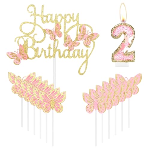 Happy 2nd Birthday Schmetterling Kerzen Kuchen Cupcake Topper Rosa Gold Nummer 2 Kerze für Kuchen Mädchen 2. Geburtstag Kuchen Dekorationen Rosa Schmetterling 2. Geburtstag Kuchen Topper Happy 2nd Birthday Schmetterling Kerzen Kuchen Cupcake Topper Rosa Gold Nummer 2 Kerze für Kuchen Mädchen 2. Geburtstag Kuchen Dekorationen Rosa Schmetterling 2. Geburtstag Kuchen Topper von mciskin