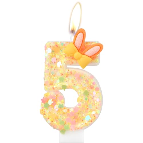 Kaninchen Nummer 5th Kerzen, Mädchen 5th Geburtstagskerzen, Bunny Kerzen für Kuchen, Bunny themed Geburtstagstorte Dekor, Orange Geburtstagskerze Kuchen Topper für Jungen Mädchen Geburtstagsparty Kaninchen Nummer 5th Kerzen, Mädchen 5th Geburtstagskerzen, Bunny Kerzen für Kuchen, Bunny themed Geburtstagstorte Dekor, Orange Geburtstagskerze Kuchen Topper für Jungen Mädchen Geburtstagsparty von mciskin