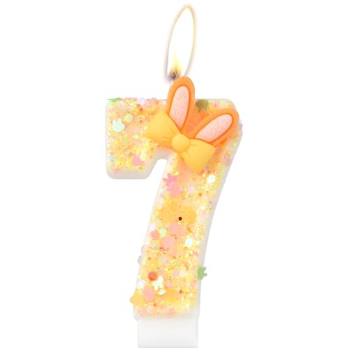 Kaninchen Nummer 7th Kerzen, Mädchen 7th Geburtstagskerzen, Bunny Kerzen für Kuchen, Bunny themed Geburtstagstorte Dekor, Orange Geburtstagskerze Kuchen Topper für Jungen Mädchen Geburtstagsparty Kaninchen Nummer 7th Kerzen, Mädchen 7th Geburtstagskerzen, Bunny Kerzen für Kuchen, Bunny themed Geburtstagstorte Dekor, Orange Geburtstagskerze Kuchen Topper für Jungen Mädchen Geburtstagsparty von mciskin