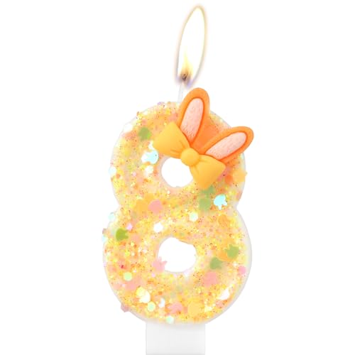 Kaninchen Nummer 8th Kerzen, Mädchen 8th Geburtstagskerzen, Bunny Kerzen für Kuchen, Bunny themed Geburtstagstorte Dekor, Orange Geburtstagskerze Kuchen Topper für Jungen Mädchen Geburtstagsparty Kaninchen Nummer 8th Kerzen, Mädchen 8th Geburtstagskerzen, Bunny Kerzen für Kuchen, Bunny themed Geburtstagstorte Dekor, Orange Geburtstagskerze Kuchen Topper für Jungen Mädchen Geburtstagsparty von mciskin