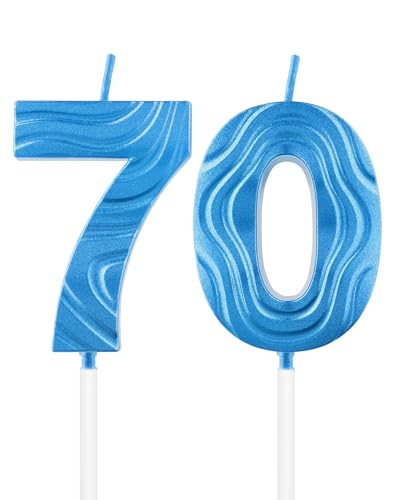 Kerze mit der Zahl 70, saphirblaue Kerze zum 70. Geburtstag, tiefblaue Kuchenkerzen, Dekorationen für Abschlussfeier, Geburtstag, Jahrestag, Feier, Topper Supplies Kerze mit der Zahl 70, saphirblaue Kerze zum 70. Geburtstag, tiefblaue Kuchenkerzen, Dekorationen für Abschlussfeier, Geburtstag, Jahrestag, Feier, Topper Supplies von mciskin