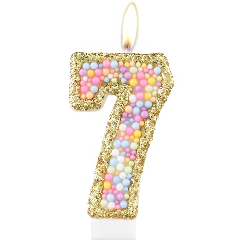 Macaron-Kerzen zum 7. Geburtstag, goldene Zahl 7 für Kuchen, farbige Perlenkerzen, Macaron-Themen-Geburtstagsdekorationen, Wunderkerze, Kuchenaufsatz für Mädchen und Jungen, Geburtstagsparty-Zubehör Macaron-Kerzen zum 7. Geburtstag, goldene Zahl 7 für Kuchen, farbige Perlenkerzen, Macaron-Themen-Geburtstagsdekorationen, Wunderkerze, Kuchenaufsatz für Mädchen und Jungen, Geburtstagsparty-Zubehör von mciskin