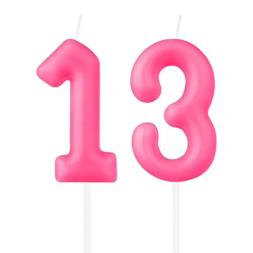 Macaron-Zahlen-Geburtstagskerzen, Hot Pink zum 13. Geburtstag, Macaron-Kerze für Kuchen, Macaron-Kuchenkerzen, Kuchendekoration für Mädchen und Jungen, Dekoration für 13. Geburtstag, Partyzubehör von mciskin