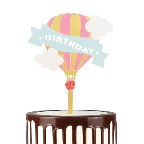 mciskin Cartoon Happy Birthday Cake Topper Acryl Cupcake Topper für Geburtstagsfeier Gold Cake Topper Happy Birthday für Mädchen oder Jungen Babys Gold Thema Kuchen Dekorationen Supplies von mciskin
