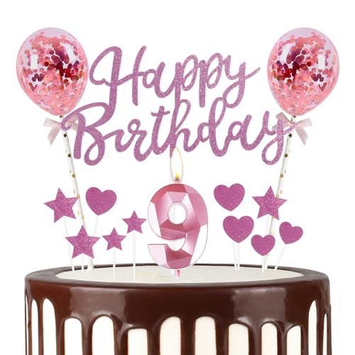Mciskin Rosa 9 Geburtstag Kuchen Topper Dekorationen Kerzen Set 14 Stück Rosa Glitzer Pailletten Happy Birthday Zahl 9 Sterne Herzen Luftballons Vielseitige Anlässe Mciskin Rosa 9 Geburtstag Kuchen Topper Dekorationen Kerzen Set 14 Stück Rosa Glitzer Pailletten Happy Birthday Zahl 9 Sterne Herzen Luftballons Vielseitige Anlässe von mciskin