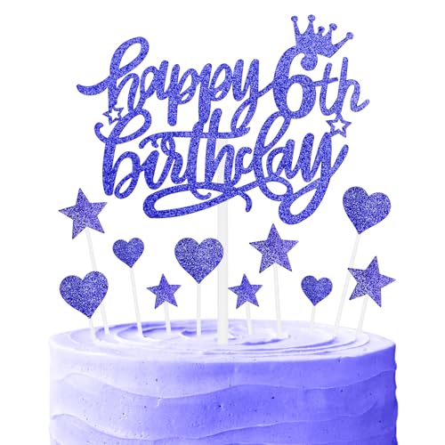 Nachtfall Geburtstag Kuchen Cupcake Toppers, blaue Kuchen Toppers für Kuchen, Royal Blue Happy 6th Geburtstag Kuchen Topper,Kuchen Cupcake Topper für Mädchen Jungen 6th Geburtstag Kuchen Dekorationen Nachtfall Geburtstag Kuchen Cupcake Toppers, blaue Kuchen Toppers für Kuchen, Royal Blue Happy 6th Geburtstag Kuchen Topper,Kuchen Cupcake Topper für Mädchen Jungen 6th Geburtstag Kuchen Dekorationen von mciskin